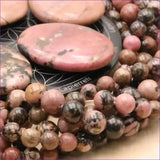Perle pierre naturelle Rhodonite ronde en 4/6/8/10mm pour création de bijoux et lithothérapie - La Pierre Fr