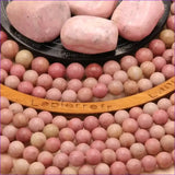 Perle pierre naturelle rhodonite rose ronde en 4/6/8/10mm pour la création de bijoux et lithothérapie - La Pierre Fr