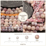 Grosses perles Tourmaline Rose 10 mm, Qualité AA+