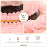 Perles Quartz Rose du Brésil 6 mm en pierre naturelle, Qualité AAA