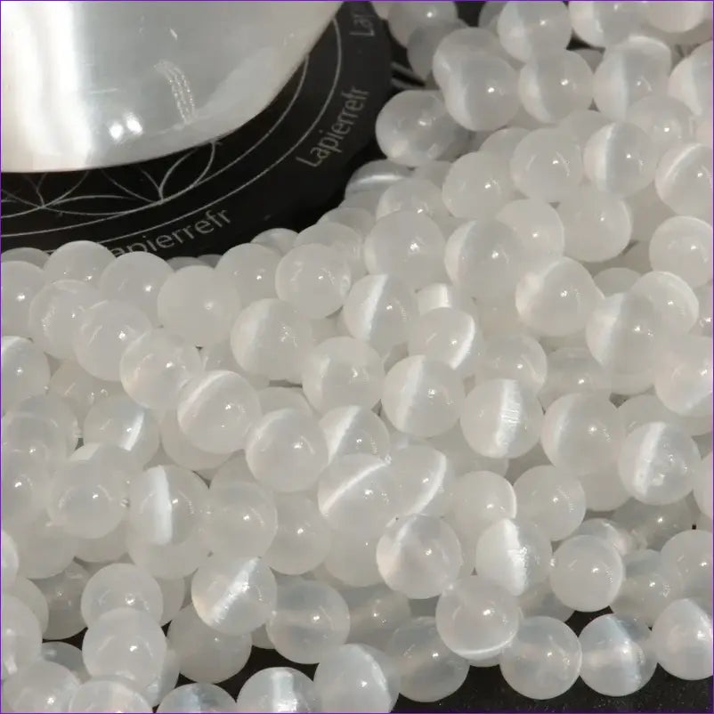 Perles Sélénite en pierre naturelle ronde 4/6 mm de Qualité AAA, pour la création de bijoux et lithothérapie