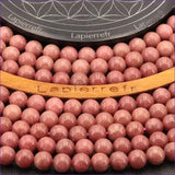 Perles Thulite (Qualité AA+) rondes lisses 6mm et 8mm, pierre naturelle rose et blanche.