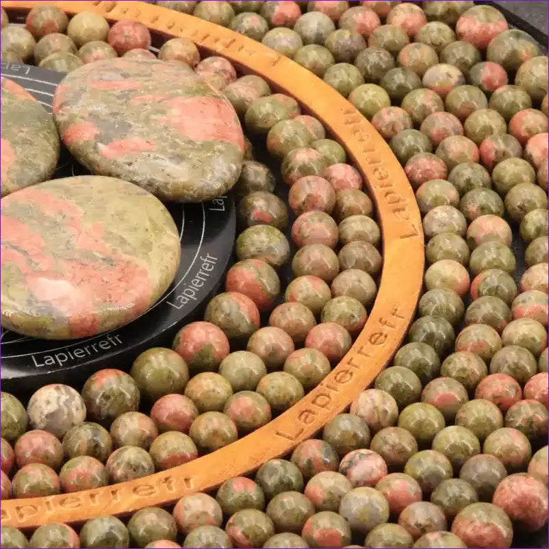 Perle pierre naturelle Unakite ronde en 4/6/8/10mm pour bijoux et lithothérapie - La Pierre Fr 