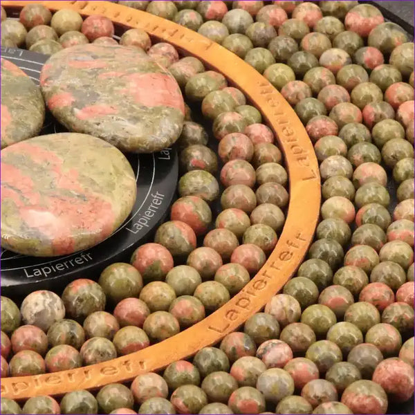 Perle pierre naturelle Unakite ronde en 4/6/8/10mm pour bijoux et lithothérapie - La Pierre Fr 