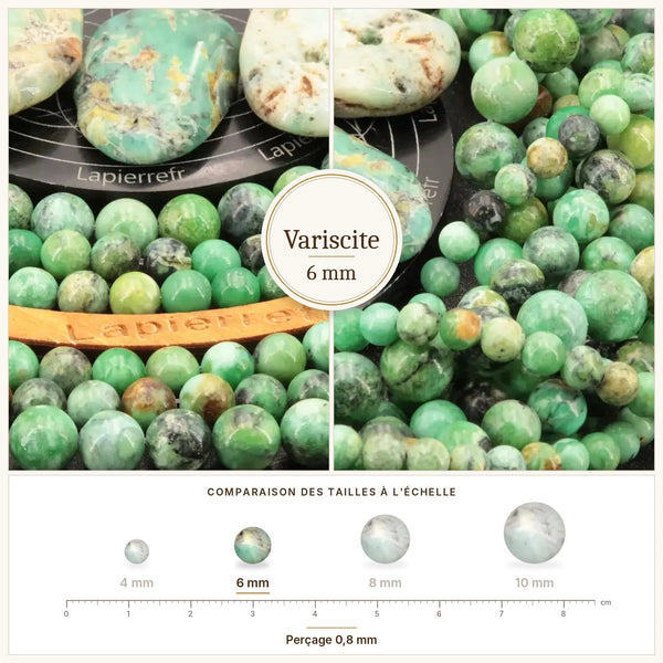 Perles variscite vert pomme de 6 mm, pierre fine naturelle