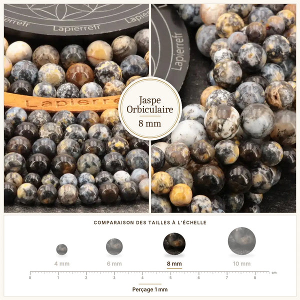 Perles jaspe orbiculaire vertes et roses de 8 mm, pierre fine naturelle