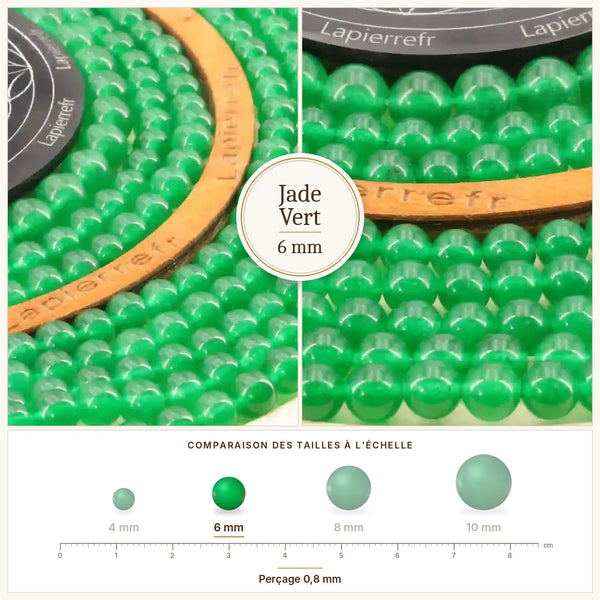 Perles vertes de jade 6 mm en pierre naturelle ronde et polie
