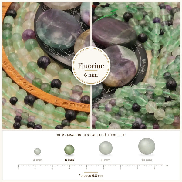Perles de fluorine violettes et vertes en 6 mm