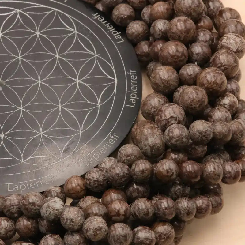 Petite perle d'obsidienne brune pour collier fin et boucles d'oreilles