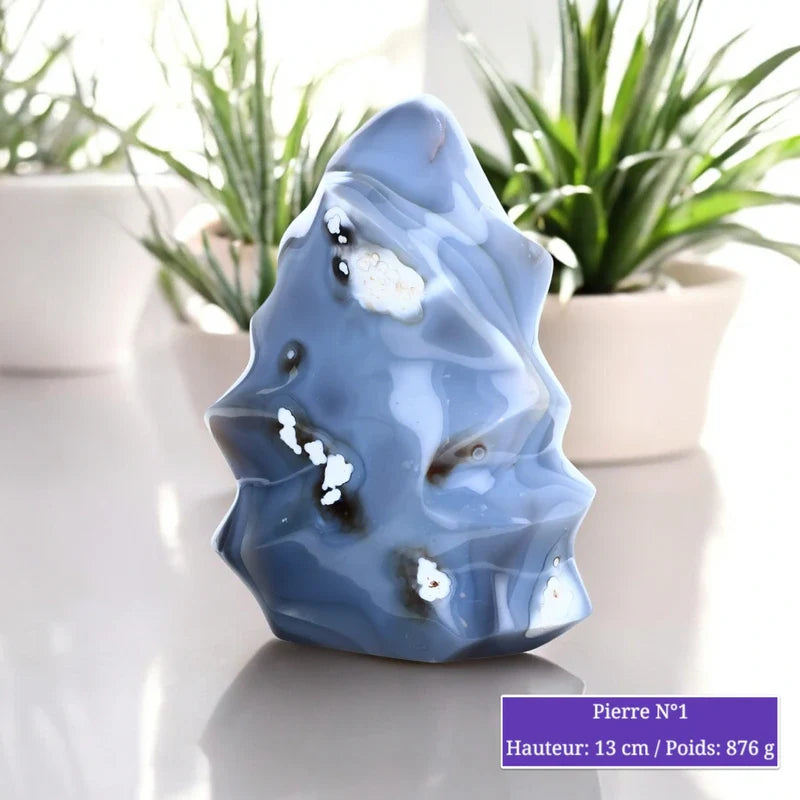 Pierre en Agate Orque à Poser de Forme Flamme Toute Polie minéraux