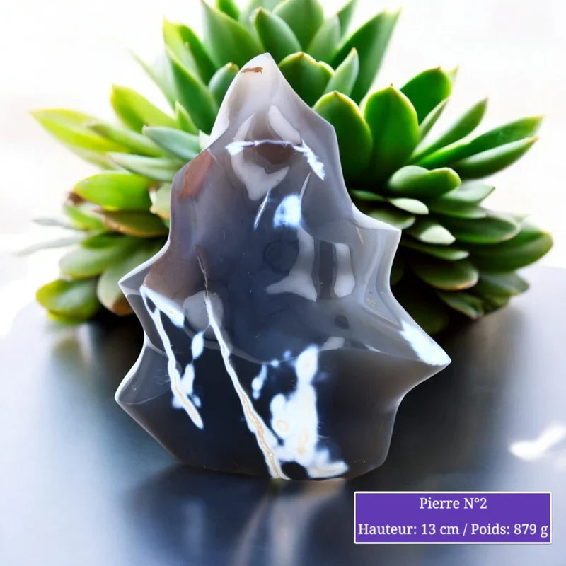 Pierre en Agate Orque à Poser de Forme Flamme Toute Polie minéraux