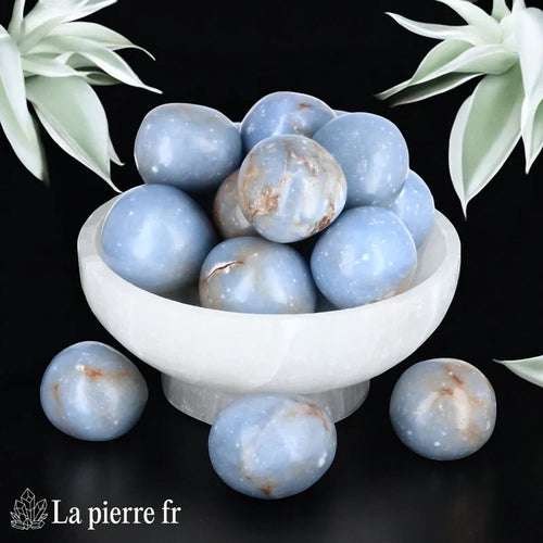 Pierre Roulée Angélite du Pérou — Lot de 2 (2-3cm) Connexion angélique & Paix