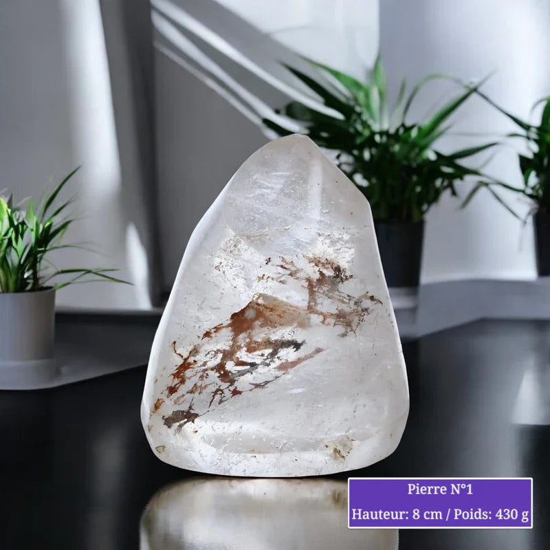 Pierre en Cristal de Roche à Poser Forme Flamme Toute Polie minéraux