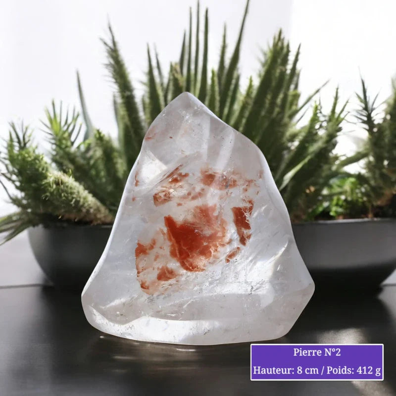 Pierre en Cristal de Roche à Poser Forme Flamme Toute Polie minéraux