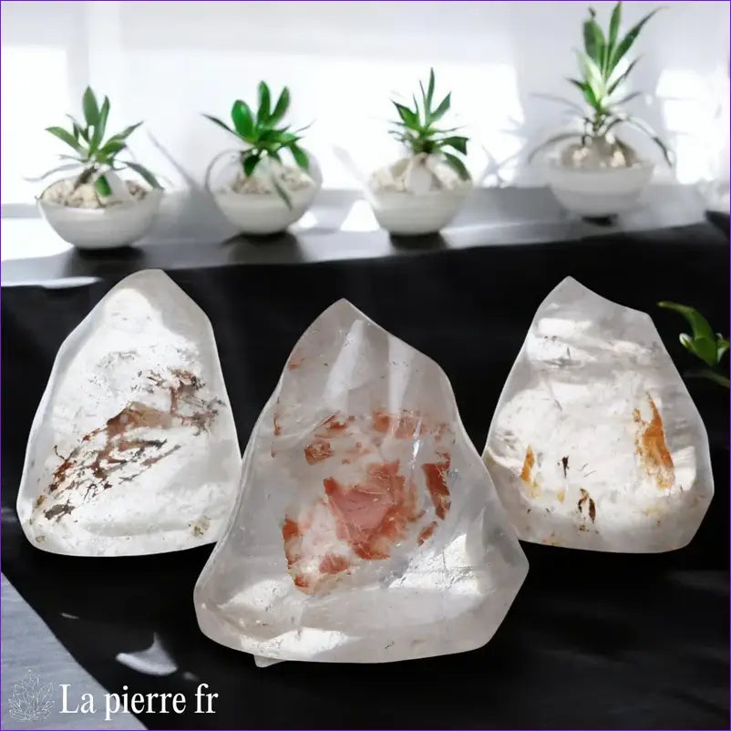 Pierre en Cristal de Roche naturel en forme de flamme, idéal pour lithothérapie