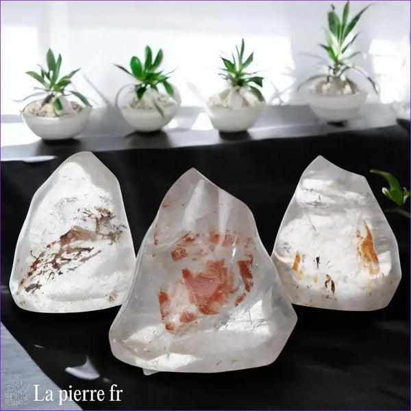 Pierre en Cristal de Roche naturel en forme de flamme, idéal pour lithothérapie