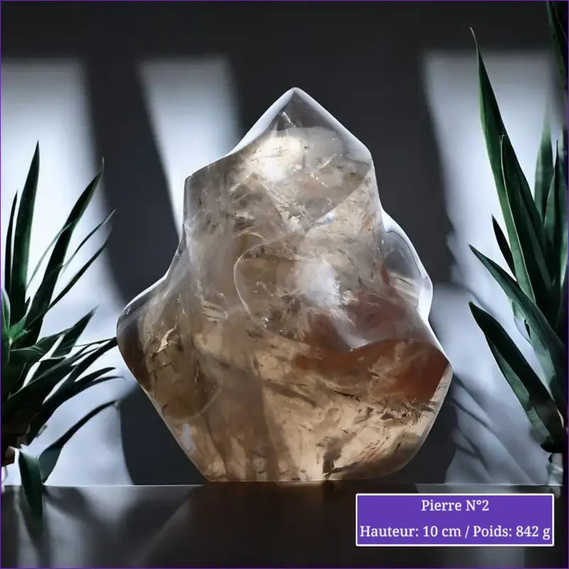 Pierre en Quartz fumé à Poser de Forme Flamme Toute Polie minéraux