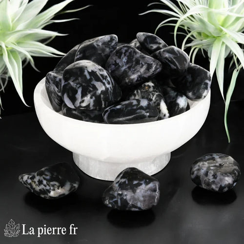 Pierre Roulée Gabbro Merlinite Mystique de Madagascar — Lot de 4 (2-3cm) Magie & Mondes subtils