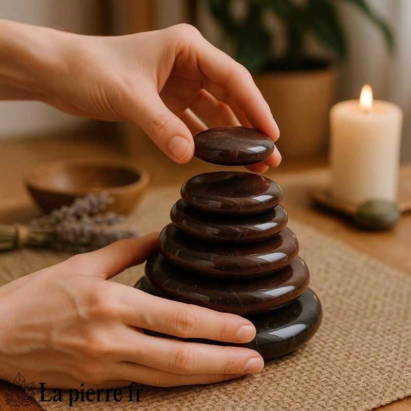 pierre grenat rouge en forme de galet plat