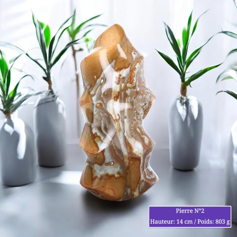 Pierre en Jaspe Impérial à Poser de Forme Flamme Toute Polie minéraux