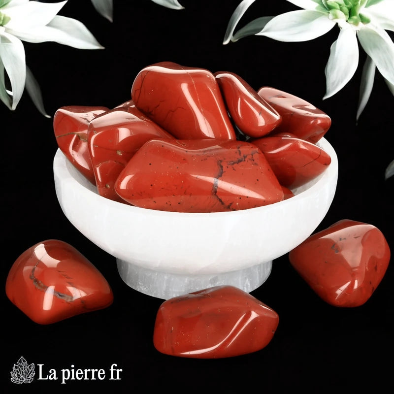 Pierre Jaspe rouge roulée pour lithothérapie 