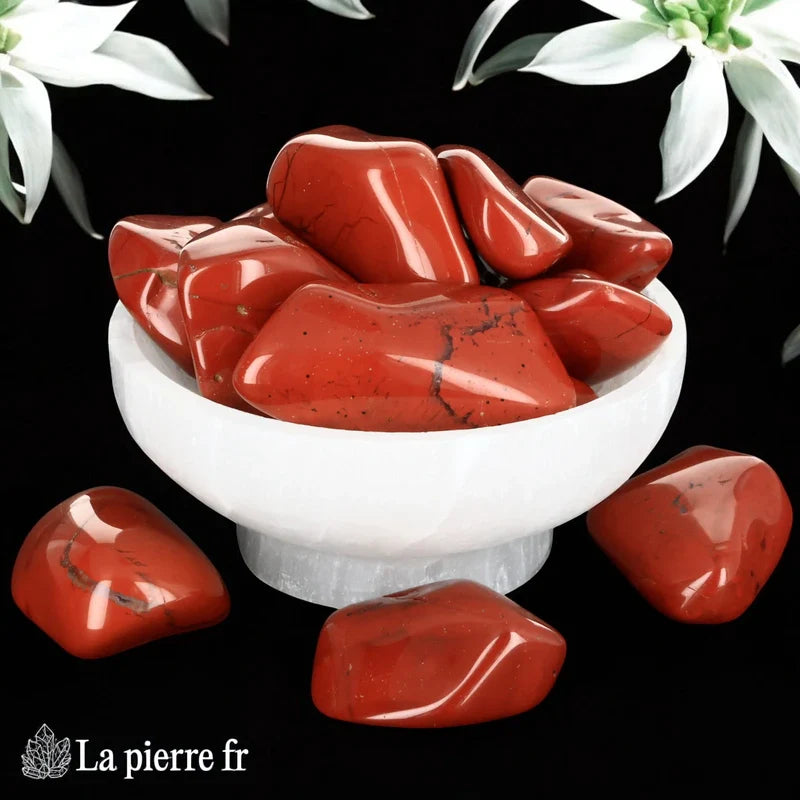Pierre Jaspe rouge roulée pour lithothérapie 
