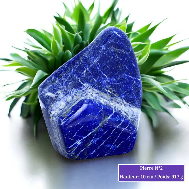 Détail du Lapis Lazuli en forme libre, pierre naturelle bleu profond mouchetée d'or