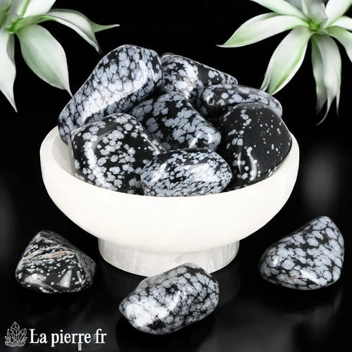 Pierres Roulées Obsidienne Mouchetée, Lot de 4 Pierres de 1,5 à 2 cm
