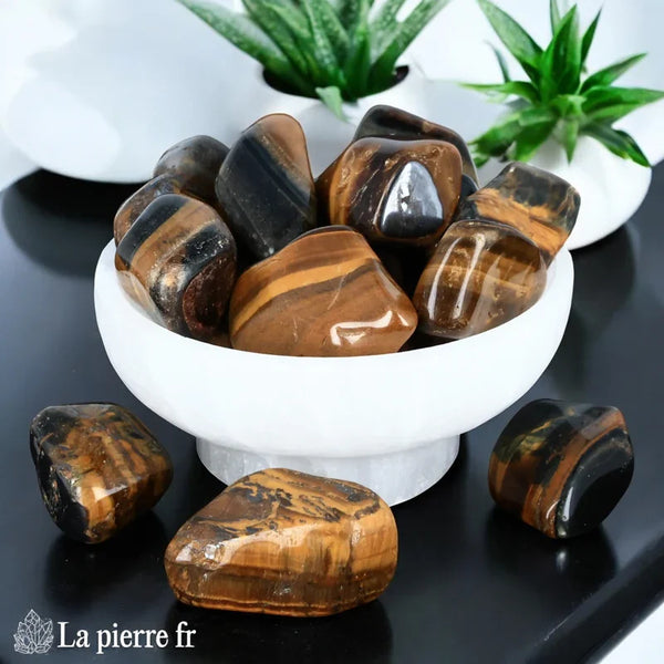 Pierre oeil de tigre naturelle roulée, pierre de protection