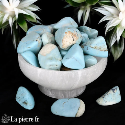 Pierre Roulée Opale Bleue de Madagascar — Lot de 4 (2-3cm) Communication & Paix