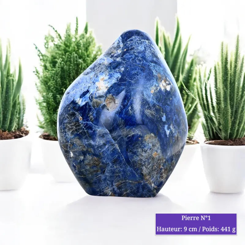 Pierre de Sodalite à poser, pierre naturelle de forme libre polie pour lithothérapie