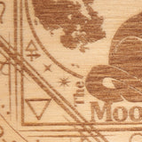 Planche Pendule Chat Noir et Pleine Lune, Bois Gravé, Cadran Oui Non