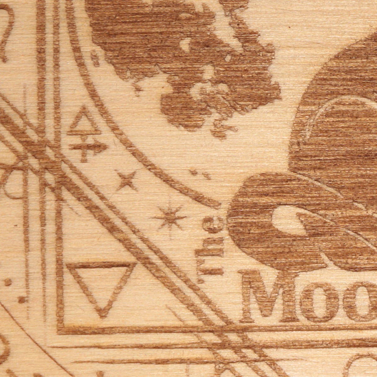 Planche divinatoire chat, triangles des éléments et inscription The Moon