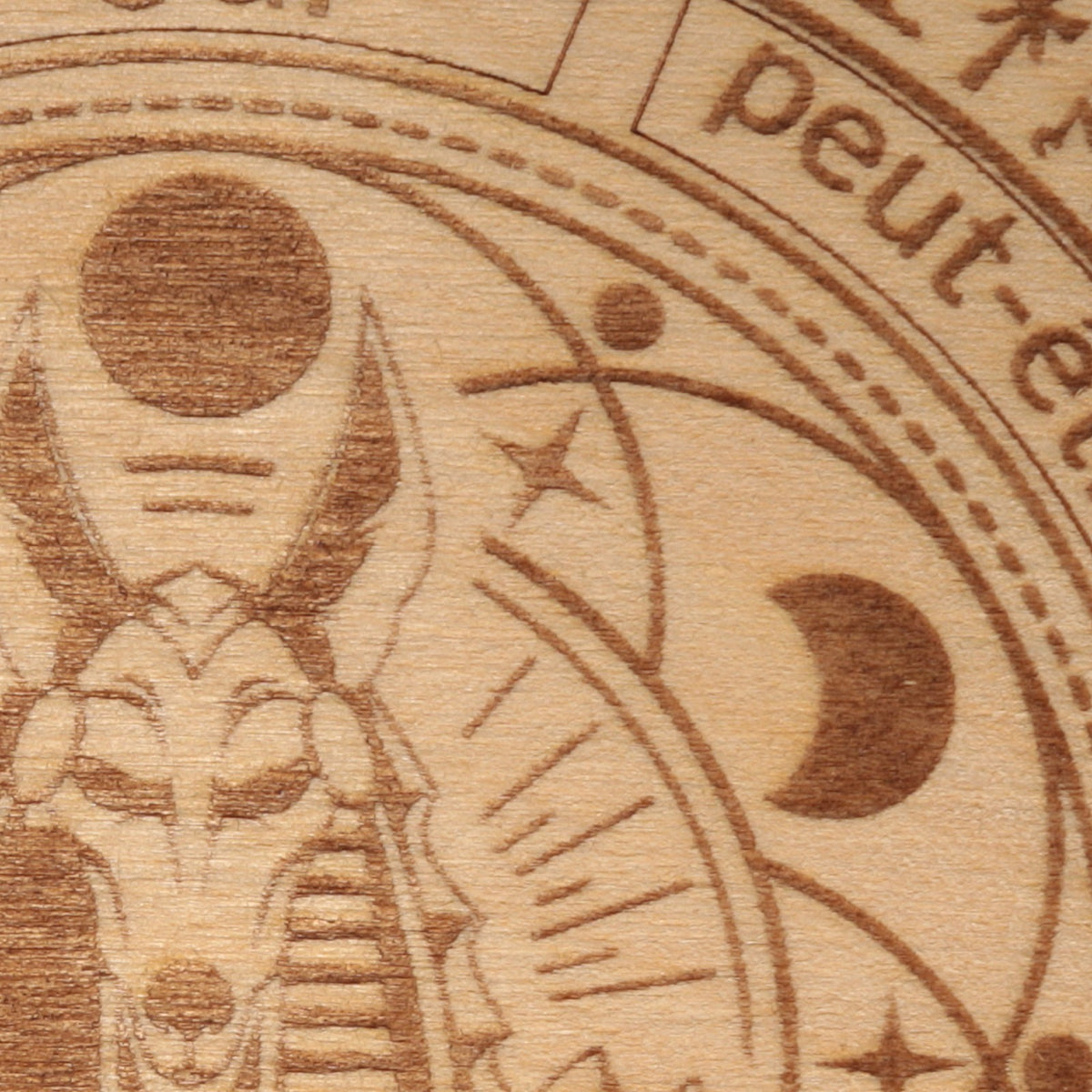 Planche pendule oui non égyptienne, disque solaire et croissant de lune