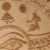Planche Pendule Œil d'Horus, Bois Gravé, Alphabet et Chiffres
