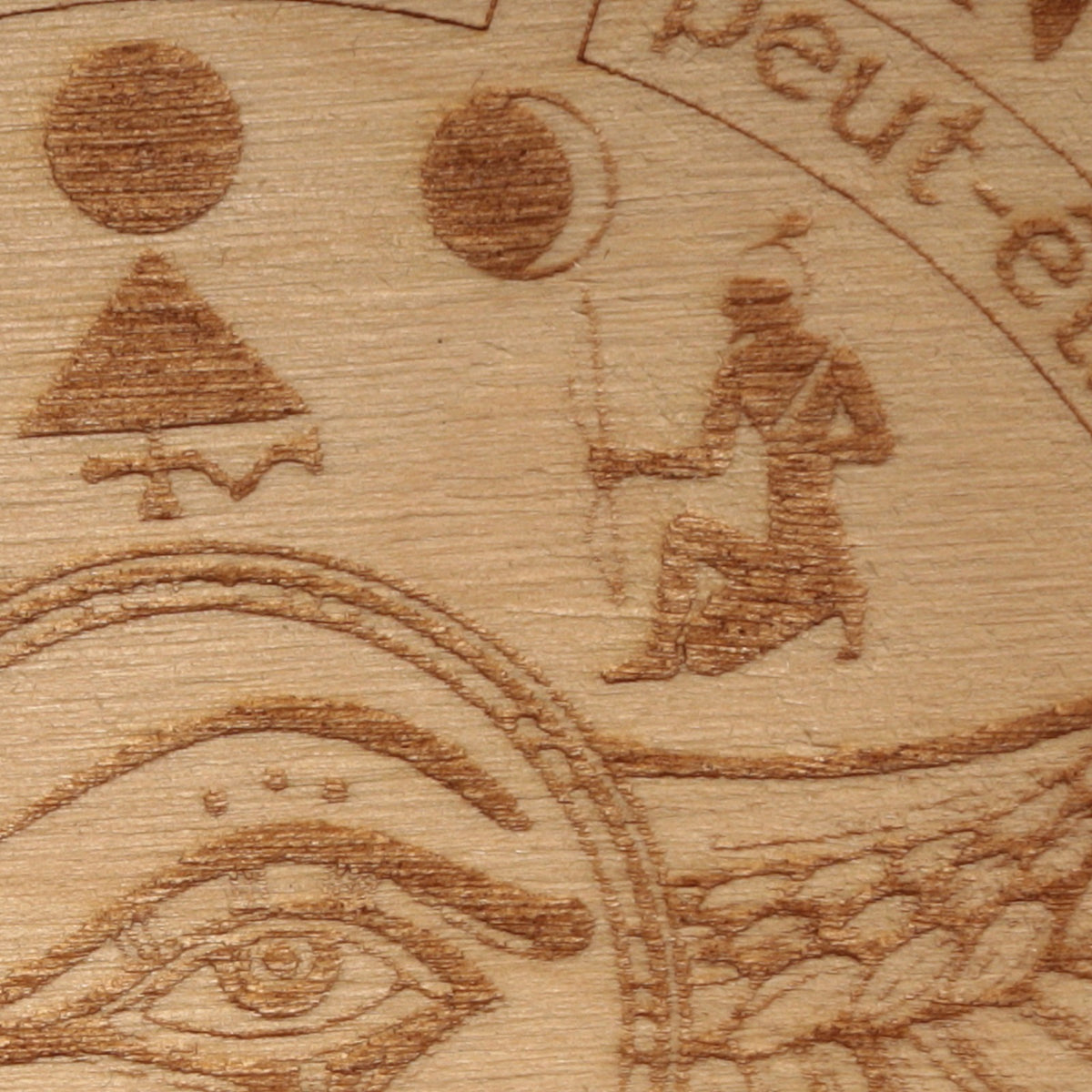 Planche pendule oui non égyptienne : trois lunes, pyramide et divinité assise