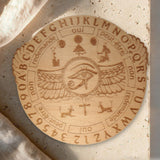 Planche Pendule Œil d'Horus, Bois Gravé, Alphabet et Chiffres