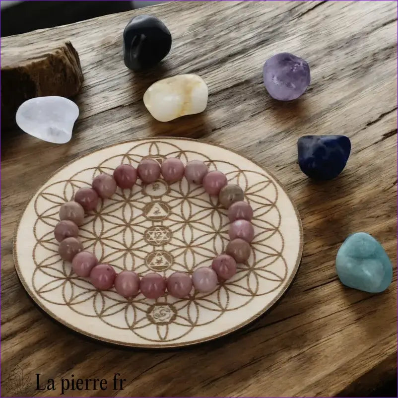 Plaque de Rechargement Fleur de Vie 7 Chakras pour pierre et bracelet - La Pierre Fr