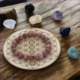 Plaque de Rechargement Fleur de Vie 7 Chakras pour pierre et bracelet - La Pierre Fr