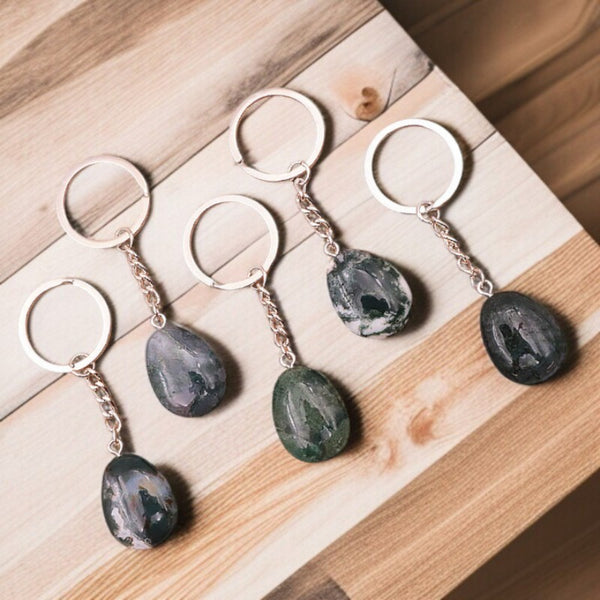 Porte-clés en pierre naturelle Agate Mousse du Brésil – lithothérapie