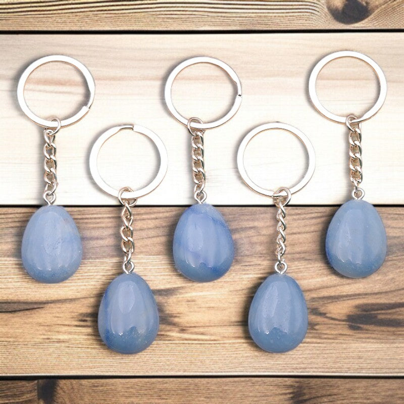 Porte-clés en pierre naturelle Aventurine Bleue du Brésil – lithothérapie