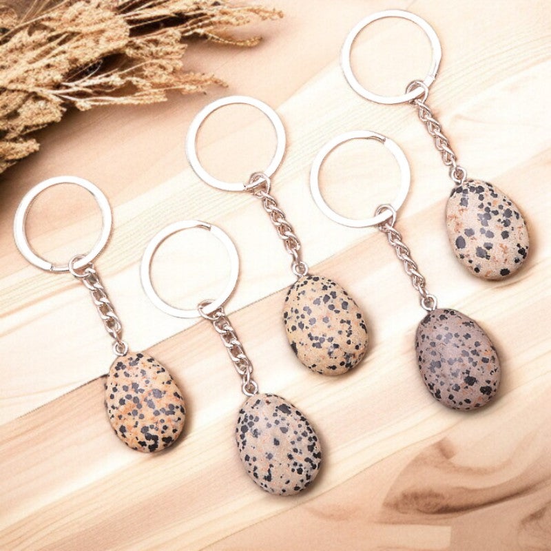 Porte-clés en pierre naturelle Jaspe Dalmatien du Mexique – lithothérapie