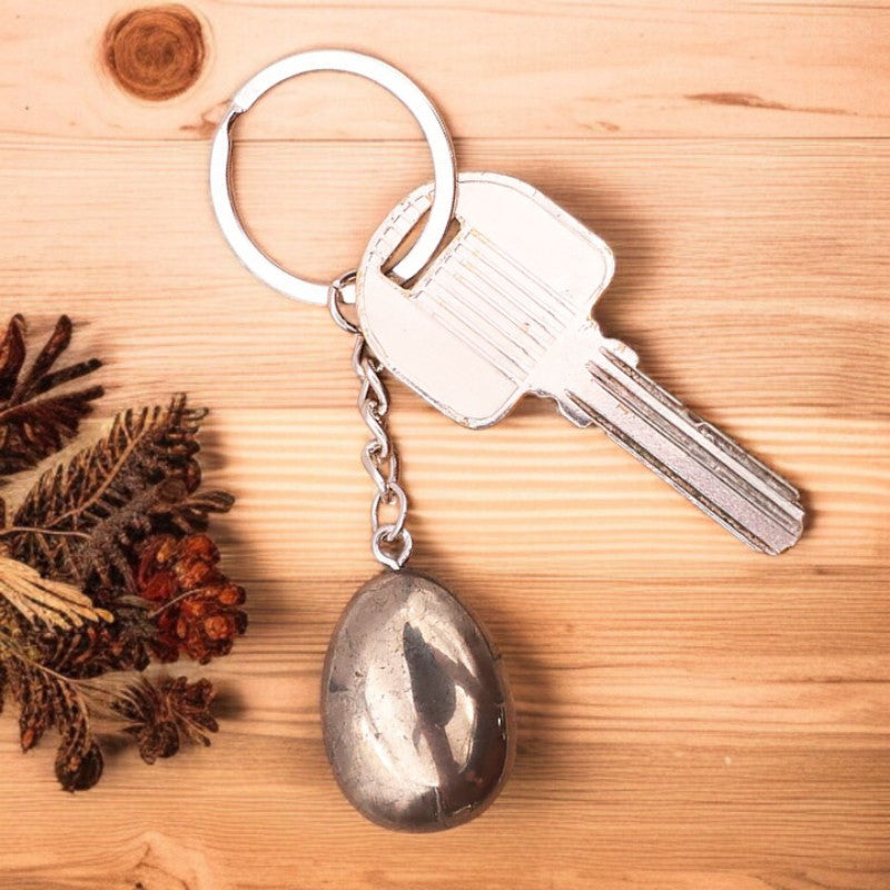 Porte-clés en pierre naturelle Pyrite 