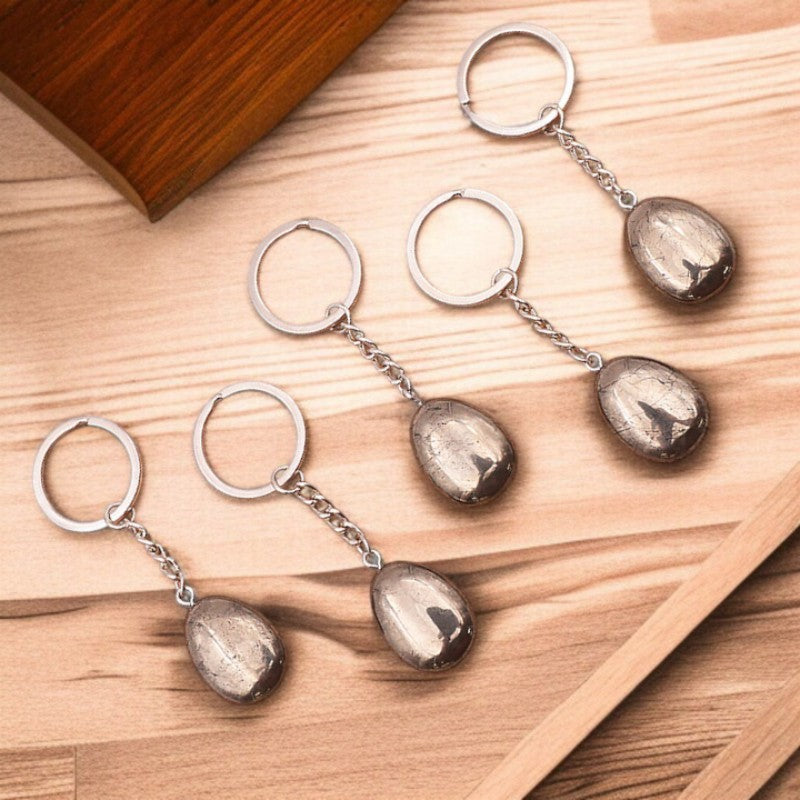Porte-clés en pierre naturelle Pyrite du Pérou – lithothérapie
