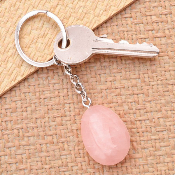 Porte-clés en pierre naturelle Quartz Rose 