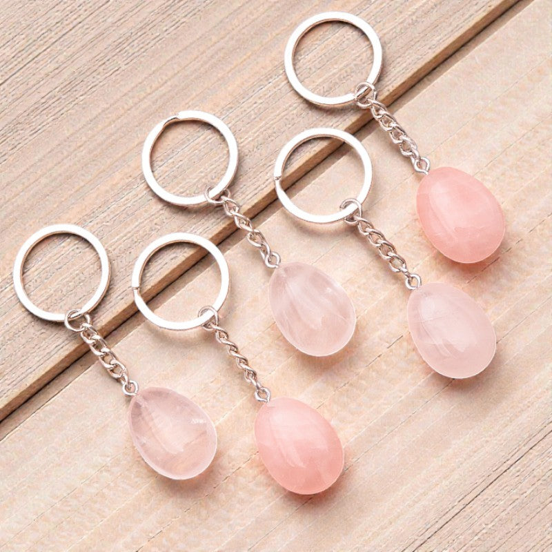Porte-clés en pierre naturelle Quartz Rose du Brésil – lithothérapie