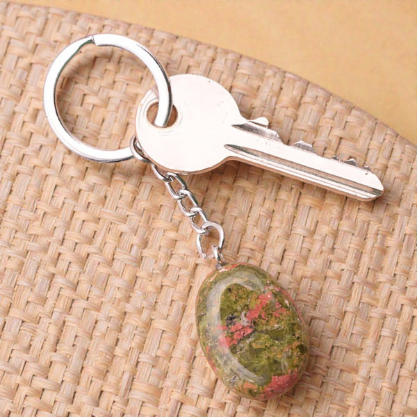 Porte-clés en pierre naturelle Unakite 