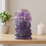 Statue Ganesh en Fluorite Violette, Pierre Naturelle 10 cm
