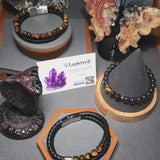 Bracelet Cuir 2 Rangs et 5 Perles Oeil de Tigre