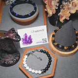 Bracelet boule homme en perles Onyx noir & Howlite blanche